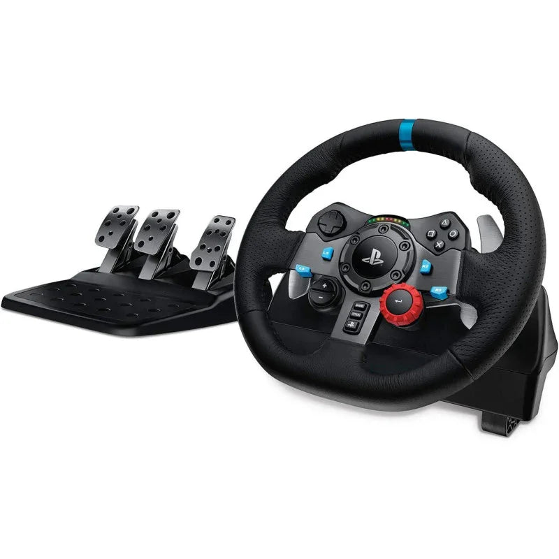 Logitech G29 Driving Force Racing Wheel And Floor Pedals, Real Force, Stainless Steel Paddle Shifters, Leather Steering Wheel Cover, Adjustable Floor Pedals, PS5/PS4/PS3/PC/Mac - Black - eBuy UAE